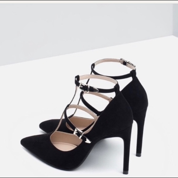 🔥 Zara Super Sexy Strappy Suede Pumps Size 7 1/2 - Picture 4 of 4